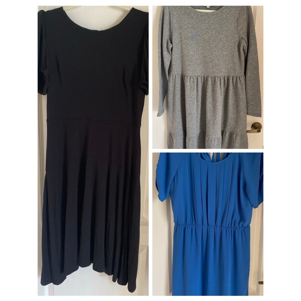 NWT Ann Taylor LOFT Lot of 3 Dresses Gray Blue Career Wear Women's Sz M 6